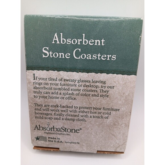 STONE ART Folk Art Absorbent Stone Coasters Set of 4 Cross Stitch Homestead Pict - Picture 6 of 6